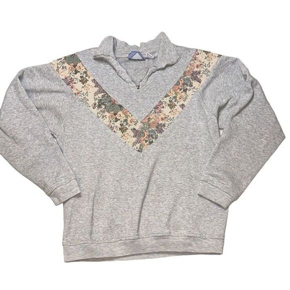 vintage justin allen carpet tapestry collared pull over sweater sz M 1/4 zip 80s - Picture 1 of 9